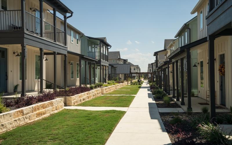 a long row of houses